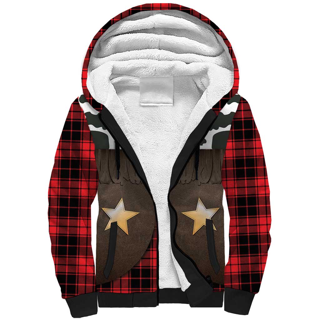 Cowboy Vest Costume Sherpa Hoodie Black Red Plaid Pattern - Wonder Print Shop