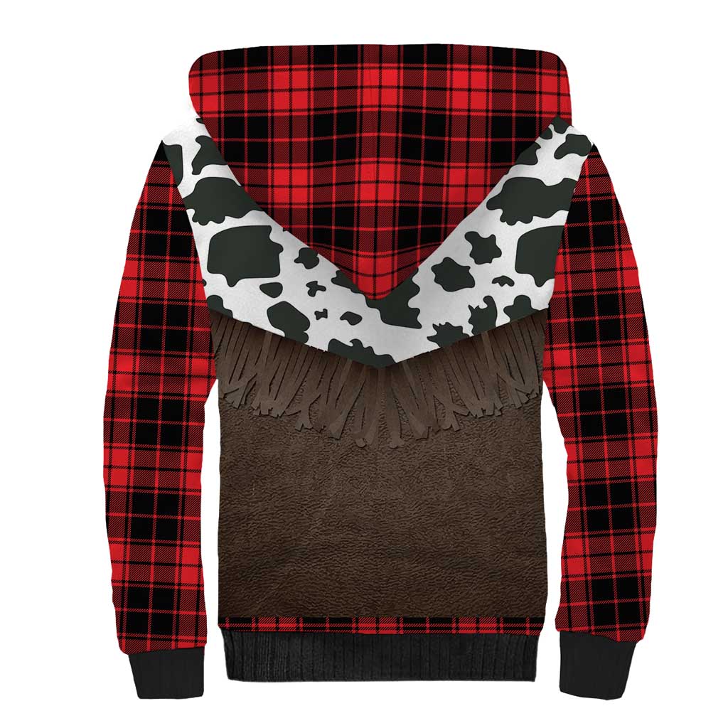 Cowboy Vest Costume Sherpa Hoodie Black Red Plaid Pattern - Wonder Print Shop