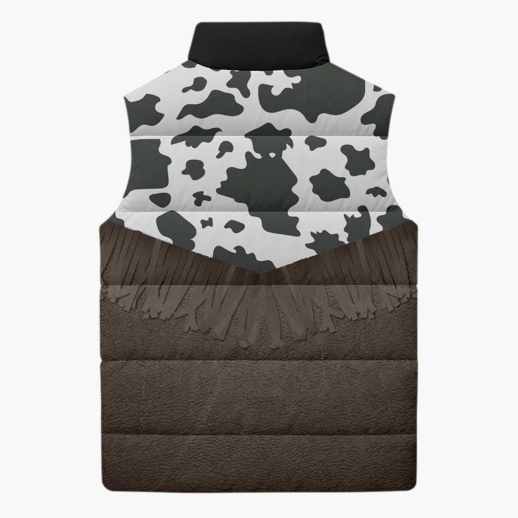 Cowboy Vest Costume Sleeveless Puffer Jacket Black Red Plaid Pattern - Wonder Print Shop
