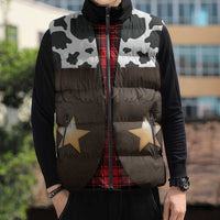 Cowboy Vest Costume Sleeveless Puffer Jacket Black Red Plaid Pattern - Wonder Print Shop