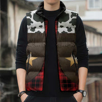 Cowboy Vest Costume Sleeveless Puffer Jacket Black Red Plaid Pattern - Wonder Print Shop