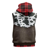 Cowboy Vest Costume Sleeveless Zip Hoodie Black Red Plaid Pattern - Wonder Print Shop