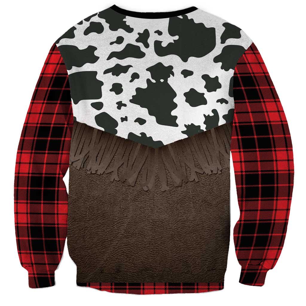 Cowboy Vest Costume Sweatshirt Black Red Plaid Pattern - Wonder Print Shop