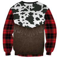 Cowboy Vest Costume Sweatshirt Black Red Plaid Pattern - Wonder Print Shop