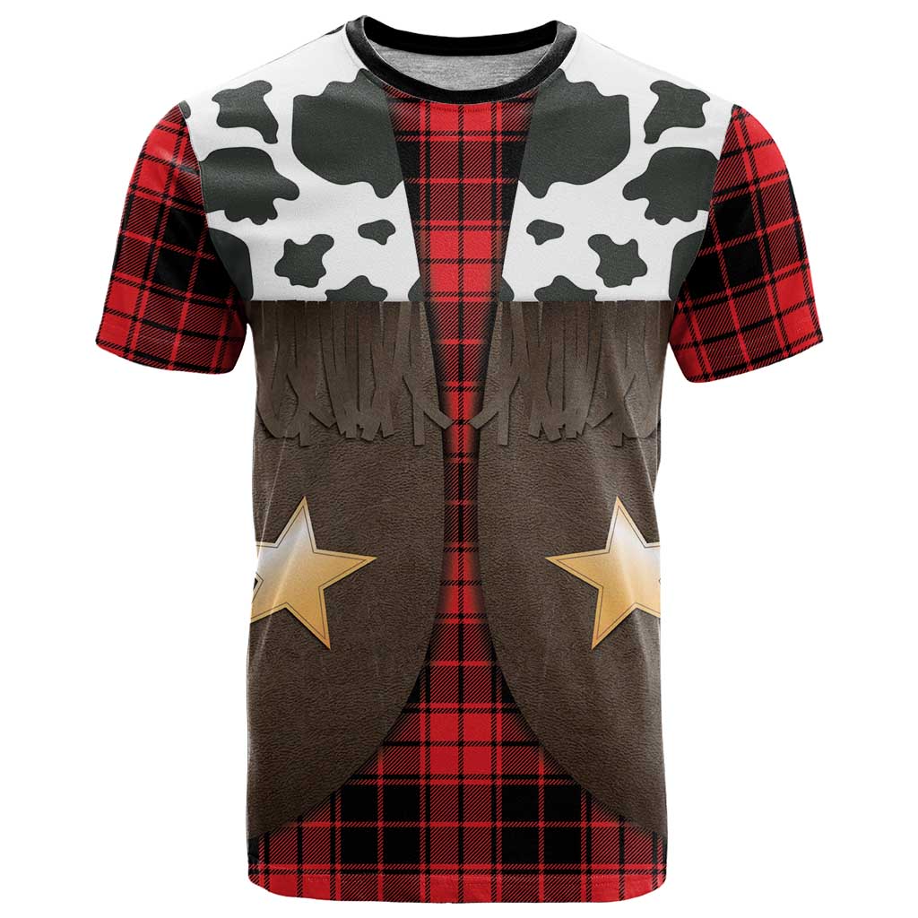 Cowboy Vest Costume T Shirt Black Red Plaid Pattern - Wonder Print Shop