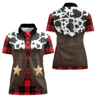 Cowboy Vest Costume Women Polo Shirt Black Red Plaid Pattern - Wonder Print Shop