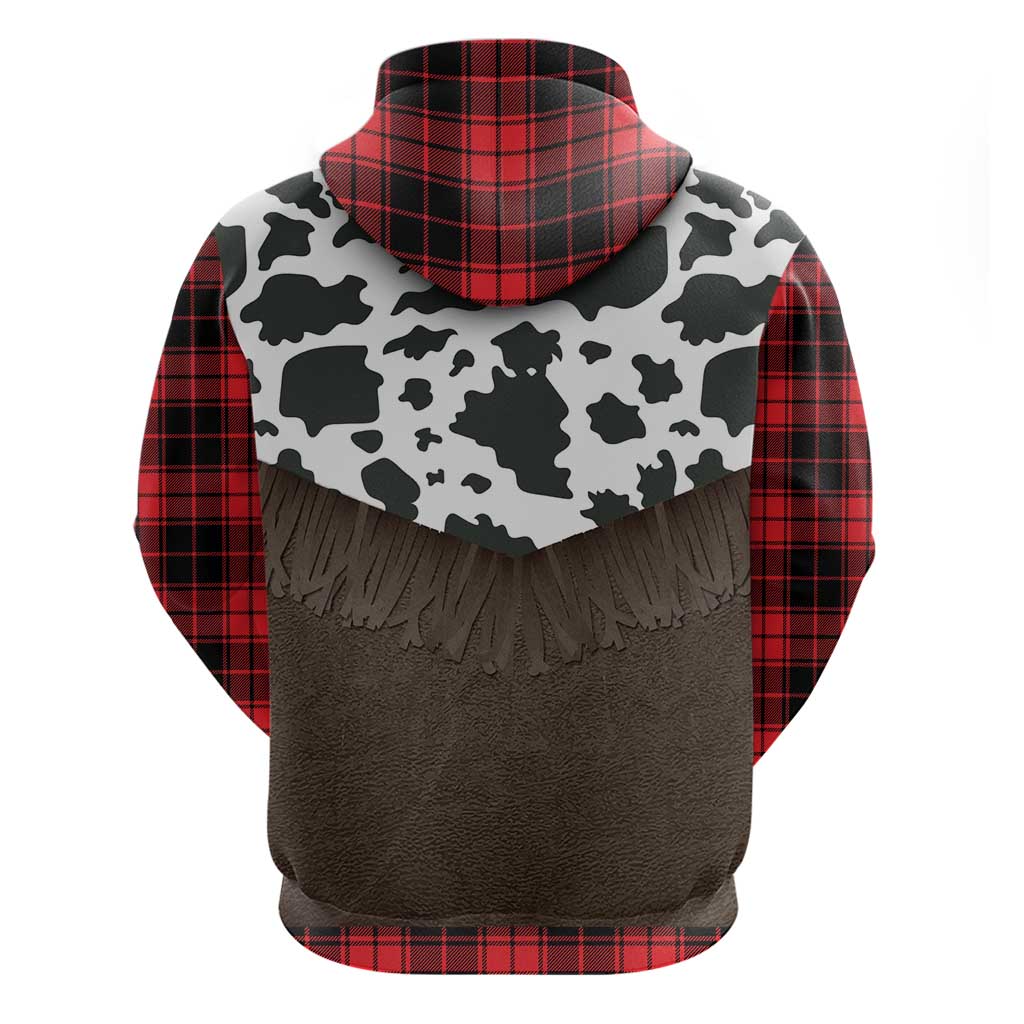 Cowboy Vest Costume Zip Hoodie Black Red Plaid Pattern - Wonder Print Shop