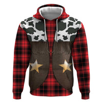 Cowboy Vest Costume Zip Hoodie Black Red Plaid Pattern - Wonder Print Shop