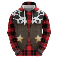 Cowboy Vest Costume Zip Hoodie Black Red Plaid Pattern - Wonder Print Shop