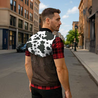 Cowboy Vest Costume Zipper Polo Shirt Black Red Plaid Pattern - Wonder Print Shop