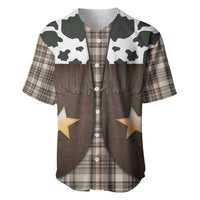 Cowboy Vest Costume Baseball Jersey Brown Beige Plaid Pattern - Wonder Print Shop