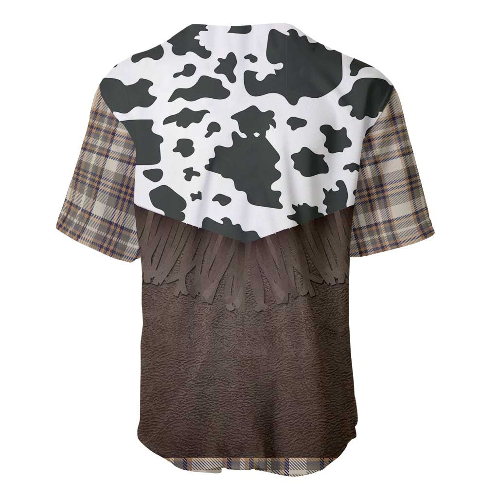 Cowboy Vest Costume Baseball Jersey Brown Beige Plaid Pattern - Wonder Print Shop
