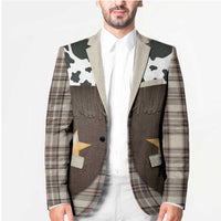 Cowboy Vest Costume Blazer Brown Beige Plaid Pattern - Wonder Print Shop