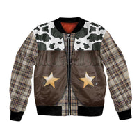 Cowboy Vest Costume Bomber Jacket Brown Beige Plaid Pattern - Wonder Print Shop