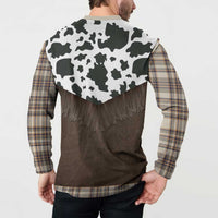 Cowboy Vest Costume Button Sweatshirt Brown Beige Plaid Pattern - Wonder Print Shop
