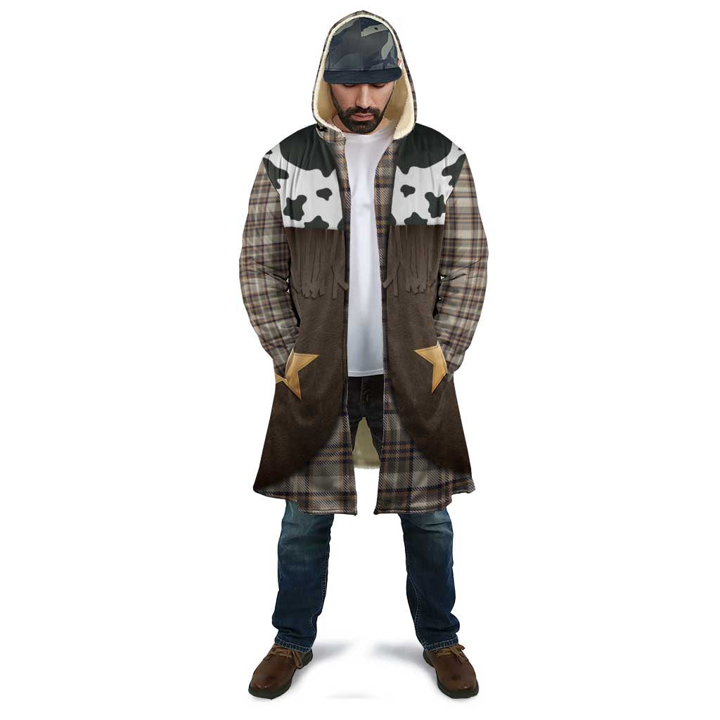 Cowboy Vest Costume Cloak Brown Beige Plaid Pattern - Wonder Print Shop