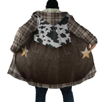 Cowboy Vest Costume Cloak Brown Beige Plaid Pattern - Wonder Print Shop
