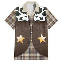 Cowboy Vest Costume Hawaiian Shirt Brown Beige Plaid Pattern - Wonder Print Shop