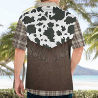 Cowboy Vest Costume Hawaiian Shirt Brown Beige Plaid Pattern - Wonder Print Shop