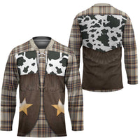 Cowboy Vest Costume Hockey Jersey Brown Beige Plaid Pattern - Wonder Print Shop