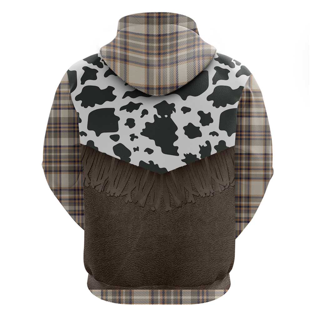 Cowboy Vest Costume Hoodie Brown Beige Plaid Pattern - Wonder Print Shop