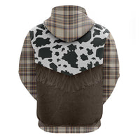 Cowboy Vest Costume Hoodie Brown Beige Plaid Pattern - Wonder Print Shop