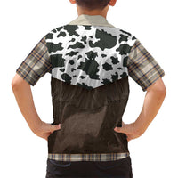 Cowboy Vest Costume Kid Hawaiian Shirt Brown Beige Plaid Pattern - Wonder Print Shop