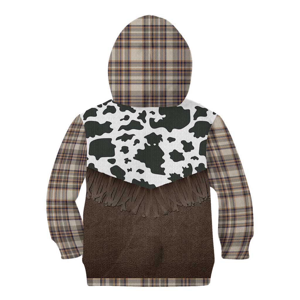 Cowboy Vest Costume Kid Hoodie Brown Beige Plaid Pattern - Wonder Print Shop