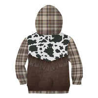 Cowboy Vest Costume Kid Hoodie Brown Beige Plaid Pattern - Wonder Print Shop
