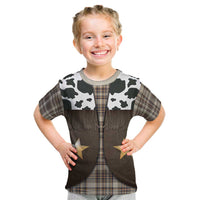 Cowboy Vest Costume Kid T Shirt Brown Beige Plaid Pattern - Wonder Print Shop