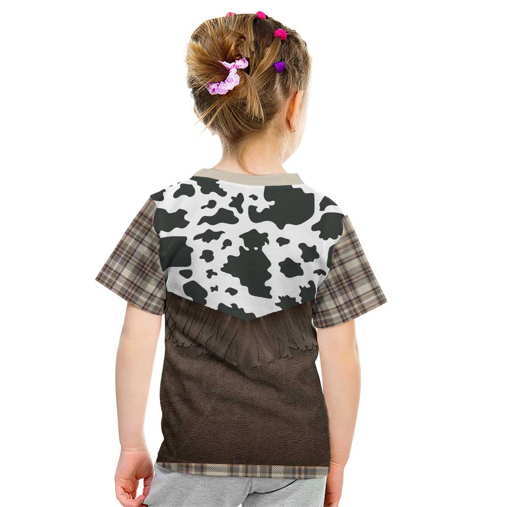 Cowboy Vest Costume Kid T Shirt Brown Beige Plaid Pattern - Wonder Print Shop