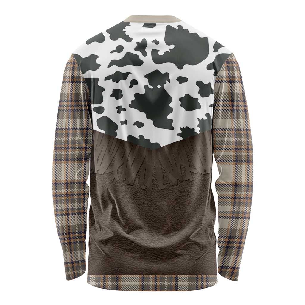 Cowboy Vest Costume Long Sleeve Shirt Brown Beige Plaid Pattern - Wonder Print Shop