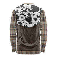 Cowboy Vest Costume Long Sleeve Shirt Brown Beige Plaid Pattern - Wonder Print Shop