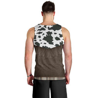 Cowboy Vest Costume Men Tank Top Brown Beige Plaid Pattern - Wonder Print Shop