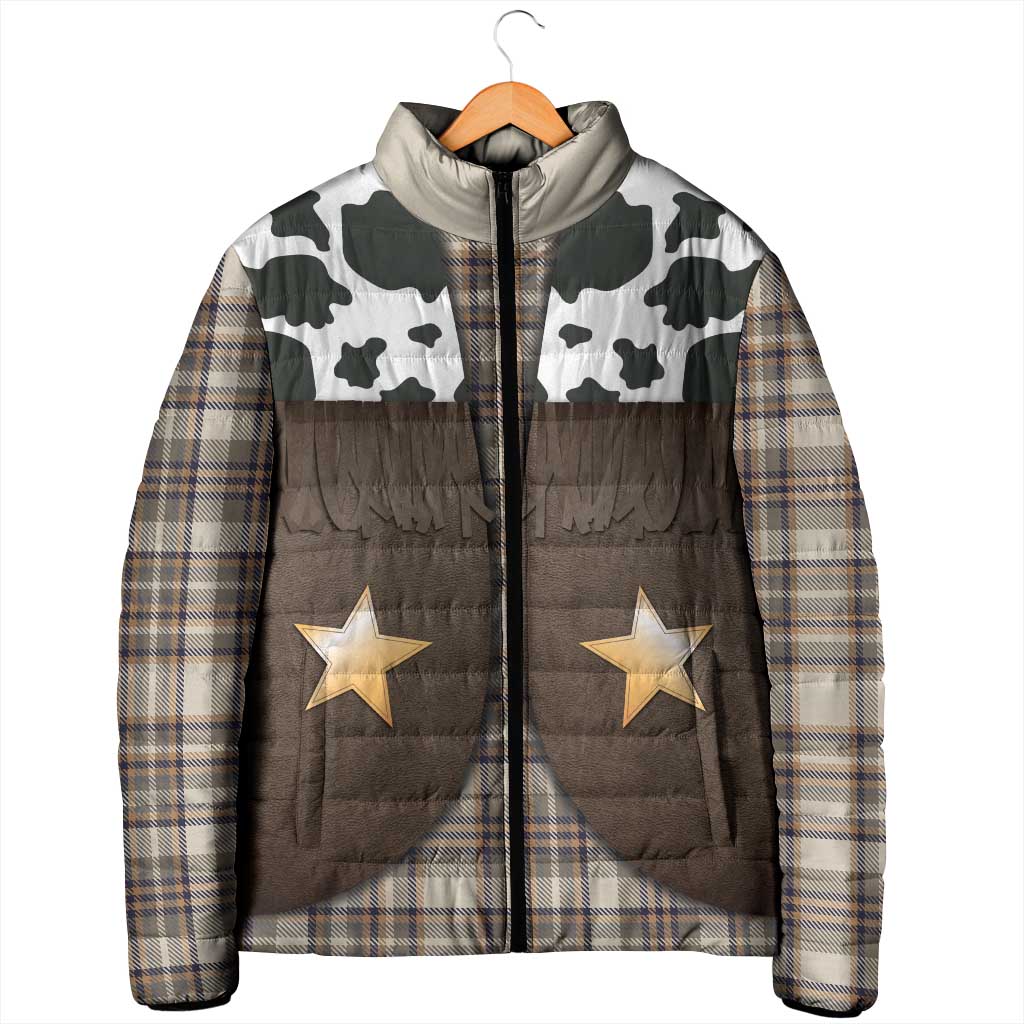 Cowboy Vest Costume Padded Jacket Brown Beige Plaid Pattern - Wonder Print Shop