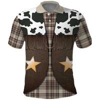 Cowboy Vest Costume Polo Shirt Brown Beige Plaid Pattern - Wonder Print Shop