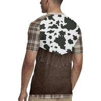 Cowboy Vest Costume Rugby Jersey Brown Beige Plaid Pattern - Wonder Print Shop