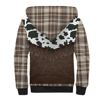 Cowboy Vest Costume Sherpa Hoodie Brown Beige Plaid Pattern - Wonder Print Shop