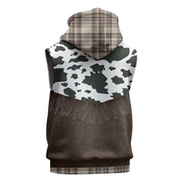 Cowboy Vest Costume Sleeveless Hoodie Brown Beige Plaid Pattern - Wonder Print Shop