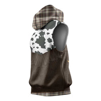 Cowboy Vest Costume Sleeveless Hoodie Brown Beige Plaid Pattern - Wonder Print Shop
