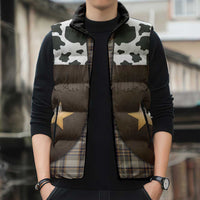 Cowboy Vest Costume Sleeveless Puffer Jacket Brown Beige Plaid Pattern - Wonder Print Shop