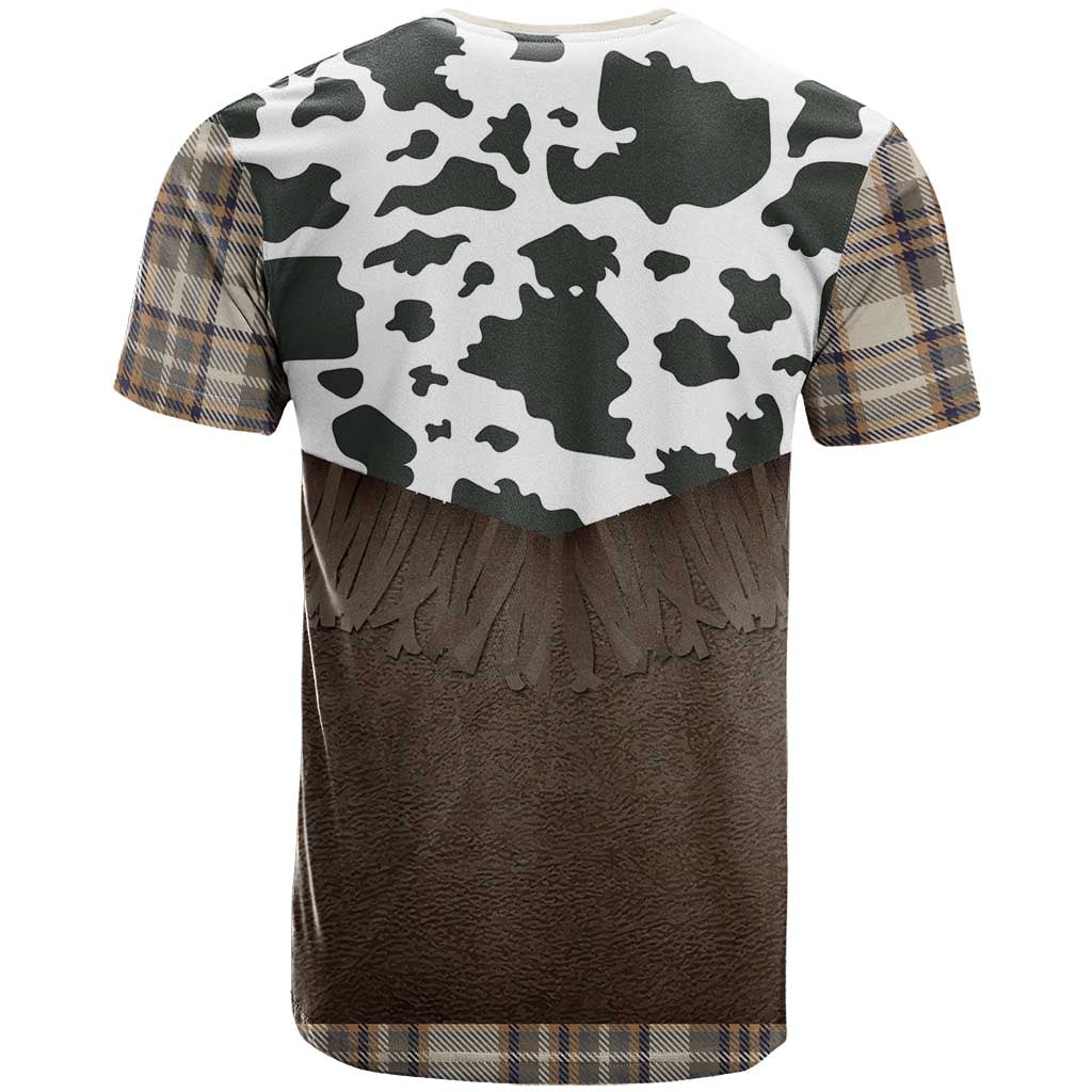 Cowboy Vest Costume T Shirt Brown Beige Plaid Pattern - Wonder Print Shop