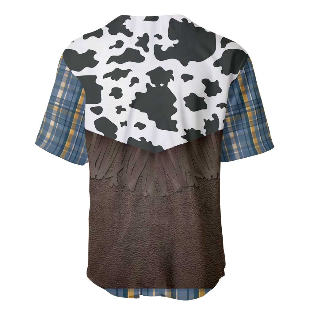 Cowboy Vest Costume Baseball Jersey Blue Yellow Plaid Pattern - Wonder Print Shop