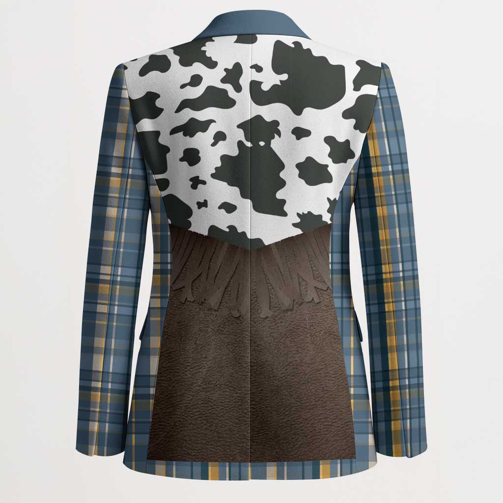 Cowboy Vest Costume Blazer Blue Yellow Plaid Pattern - Wonder Print Shop