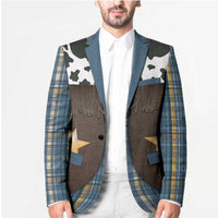 Cowboy Vest Costume Blazer Blue Yellow Plaid Pattern - Wonder Print Shop