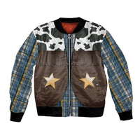 Cowboy Vest Costume Bomber Jacket Blue Yellow Plaid Pattern - Wonder Print Shop