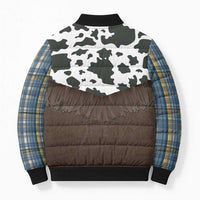 Cowboy Vest Costume Bomber Puffer Jacket Blue Yellow Plaid Pattern - Wonder Print Shop