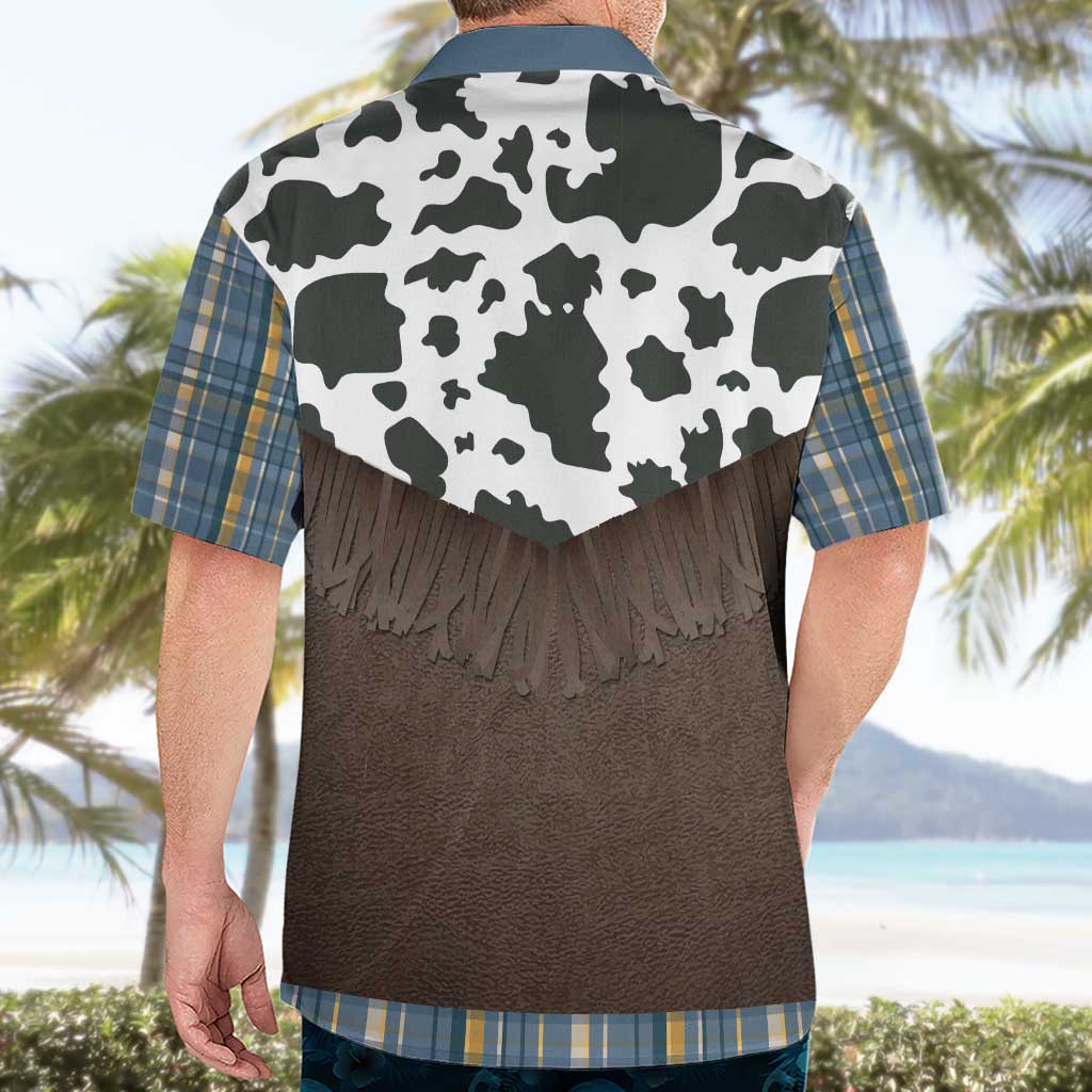 Cowboy Vest Costume Hawaiian Shirt Blue Yellow Plaid Pattern - Wonder Print Shop