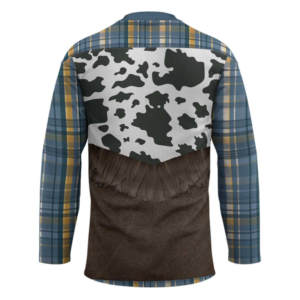 Cowboy Vest Costume Hockey Jersey Blue Yellow Plaid Pattern - Wonder Print Shop