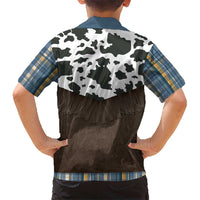 Cowboy Vest Costume Kid Hawaiian Shirt Blue Yellow Plaid Pattern - Wonder Print Shop